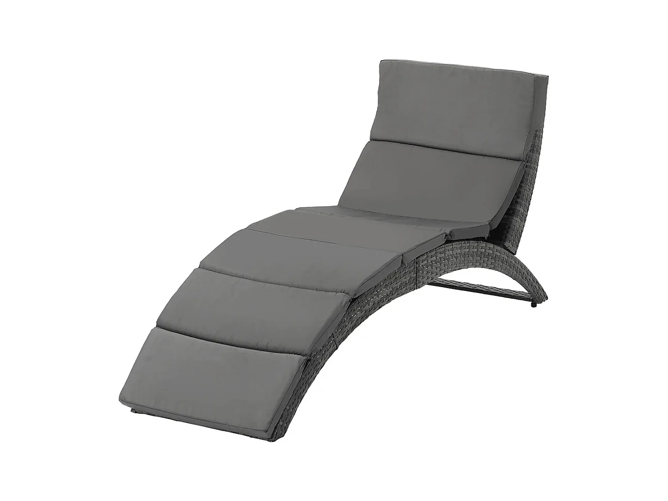 Bain de soleil transat pliable chaise longue d'extérieur avec matelas grand confort en métal et résine tressée - gris
