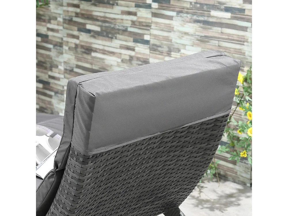 Bain de soleil transat pliable chaise longue d'extérieur avec matelas grand confort en métal et résine tressée - gris