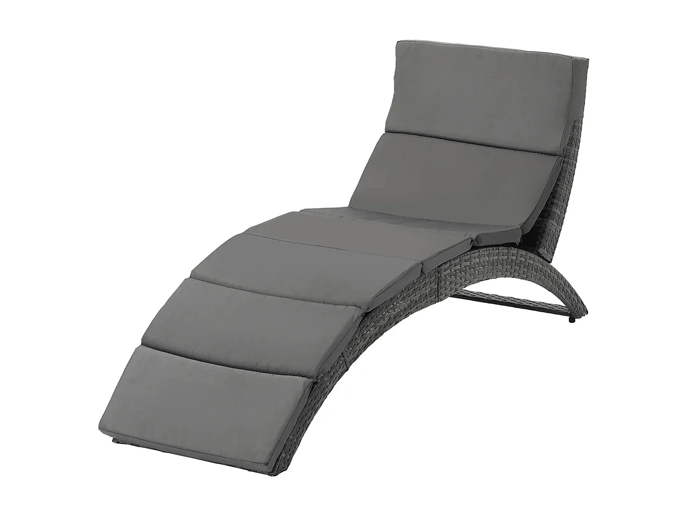 Bain de soleil transat pliable chaise longue d'extérieur avec matelas grand confort en métal et résine tressée - gris