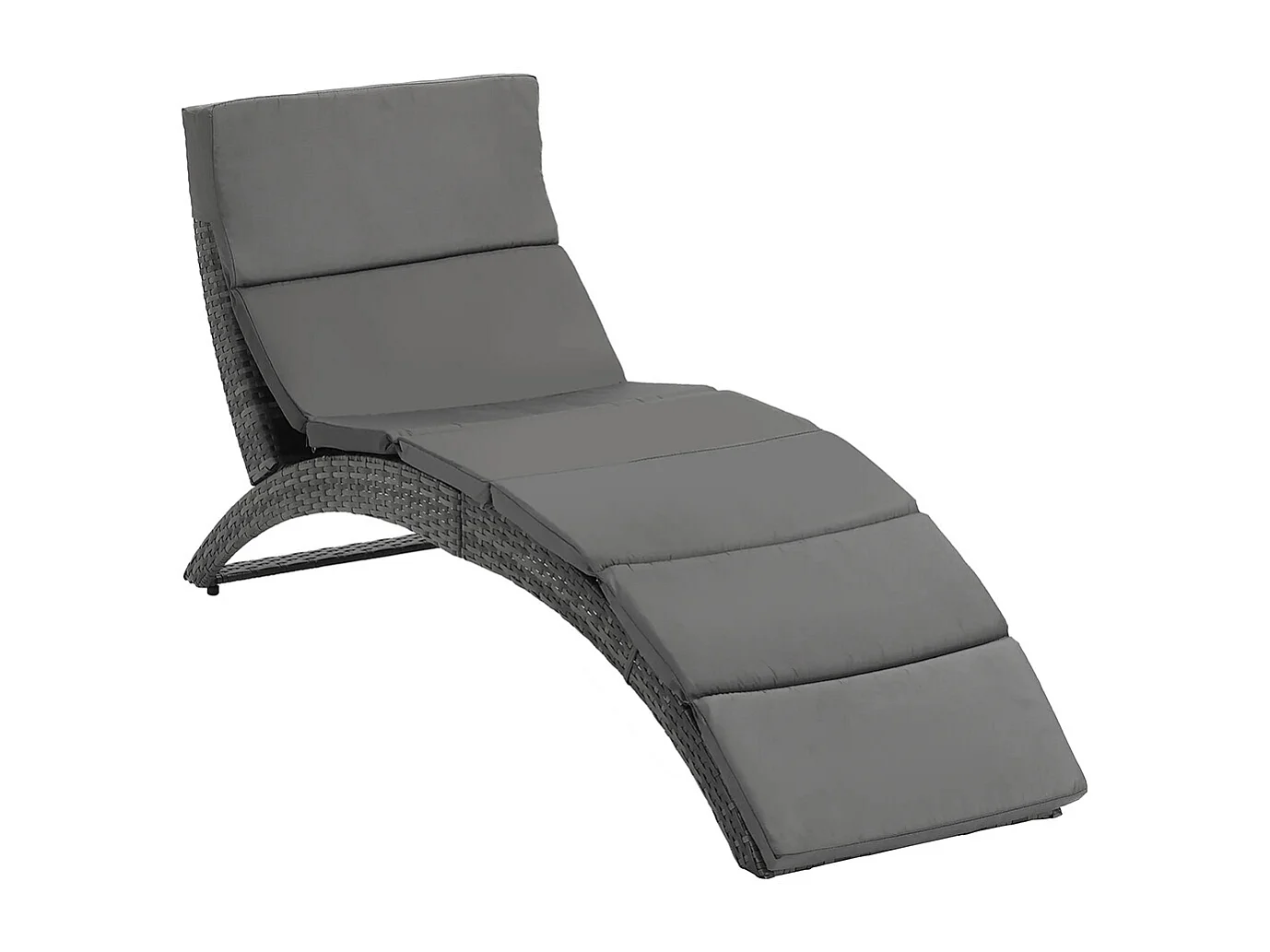Bain de soleil transat pliable chaise longue d'extérieur avec matelas grand confort en métal et résine tressée - gris
