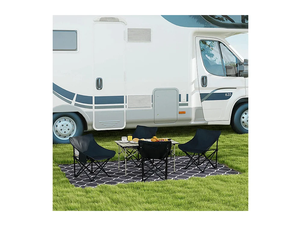 Chaise de camping pliable avec sac de transport et pochette latérale compact ultra légère noir