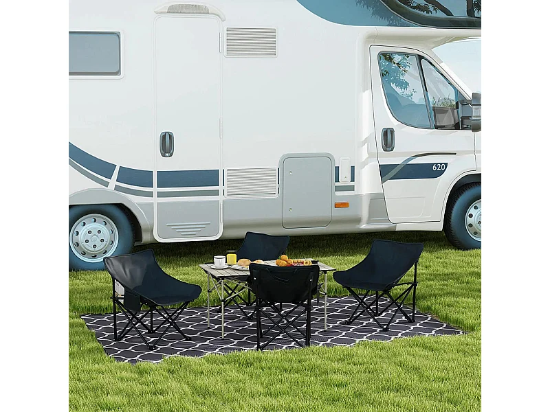 Chaise de camping pliable avec sac de transport et pochette latérale compact ultra légère noir