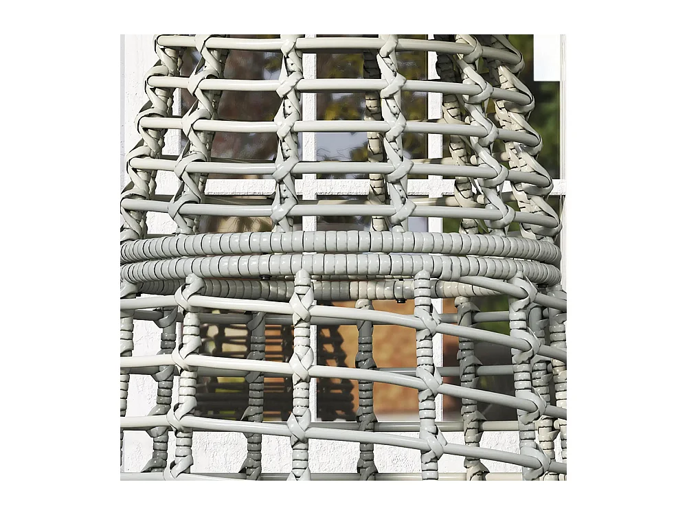 Table basse de jardin table d'appoint extérieur ronde en résine aspect rotin acier et plateau composite Ø45 x 50 cm， gris