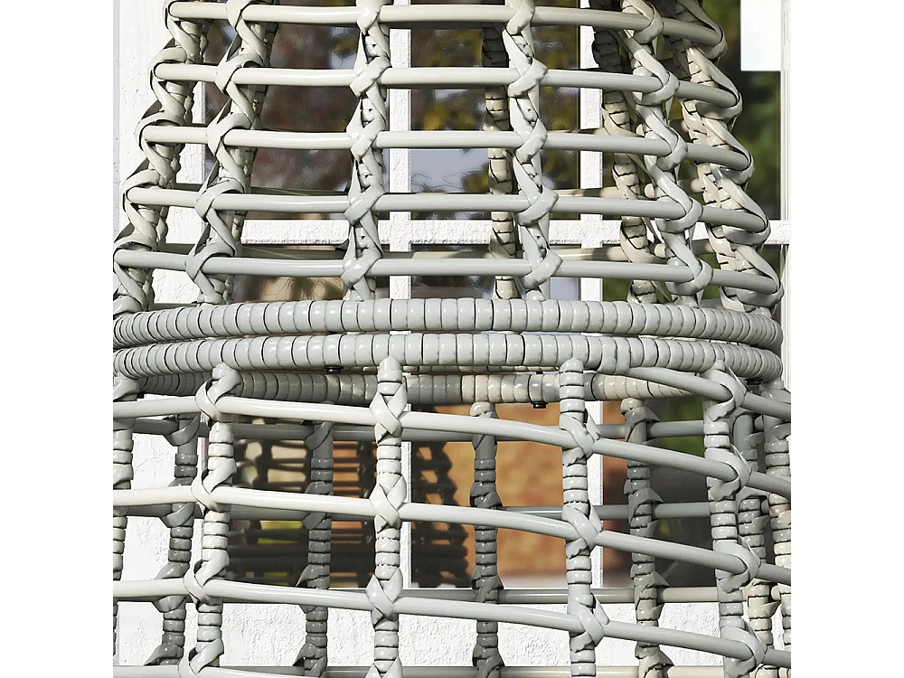 Table basse de jardin table d'appoint extérieur ronde en résine aspect rotin acier et plateau composite Ø45 x 50 cm， gris