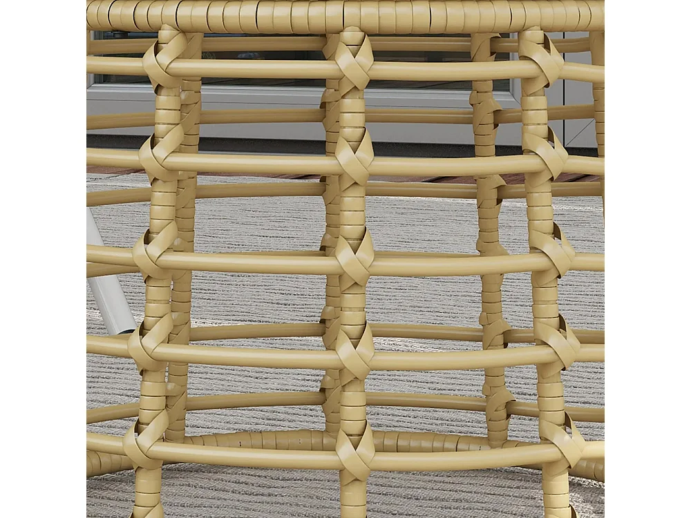 Table basse de jardin ronde en résine aspect rotin métal et plateau composite, dim. Ø45 x 50H cm