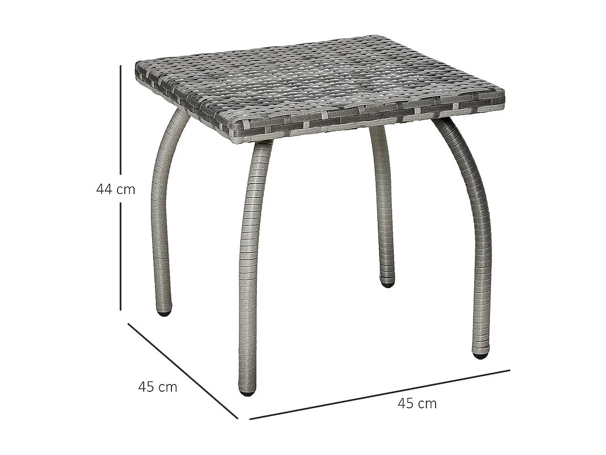 Table basse de jardin style cosy chic table d'appoint métal époxy résine tressée imitation rotin ，gris