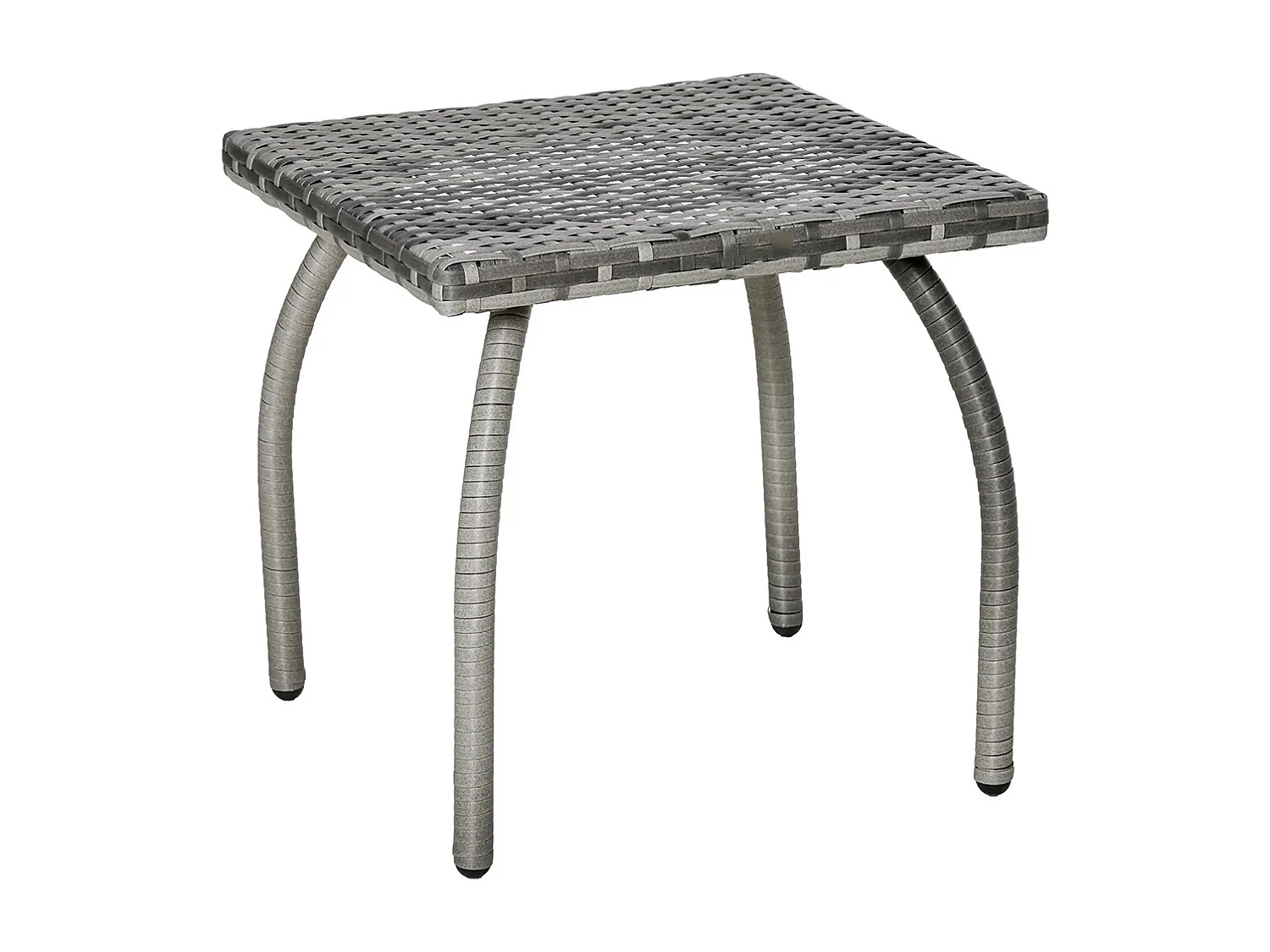Table basse de jardin style cosy chic table d'appoint métal époxy résine tressée imitation rotin ，gris