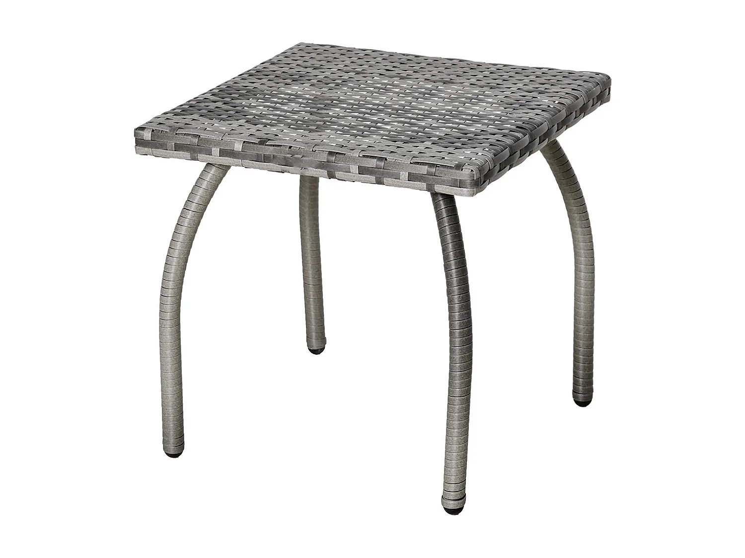 Table basse de jardin style cosy chic table d'appoint métal époxy résine tressée imitation rotin ，gris
