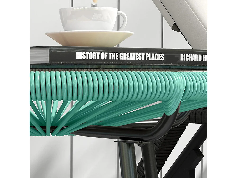 Table basse ronde de jardin en résine aspect rotin métal et plateau verre trempé Ø 50 x 50H cm