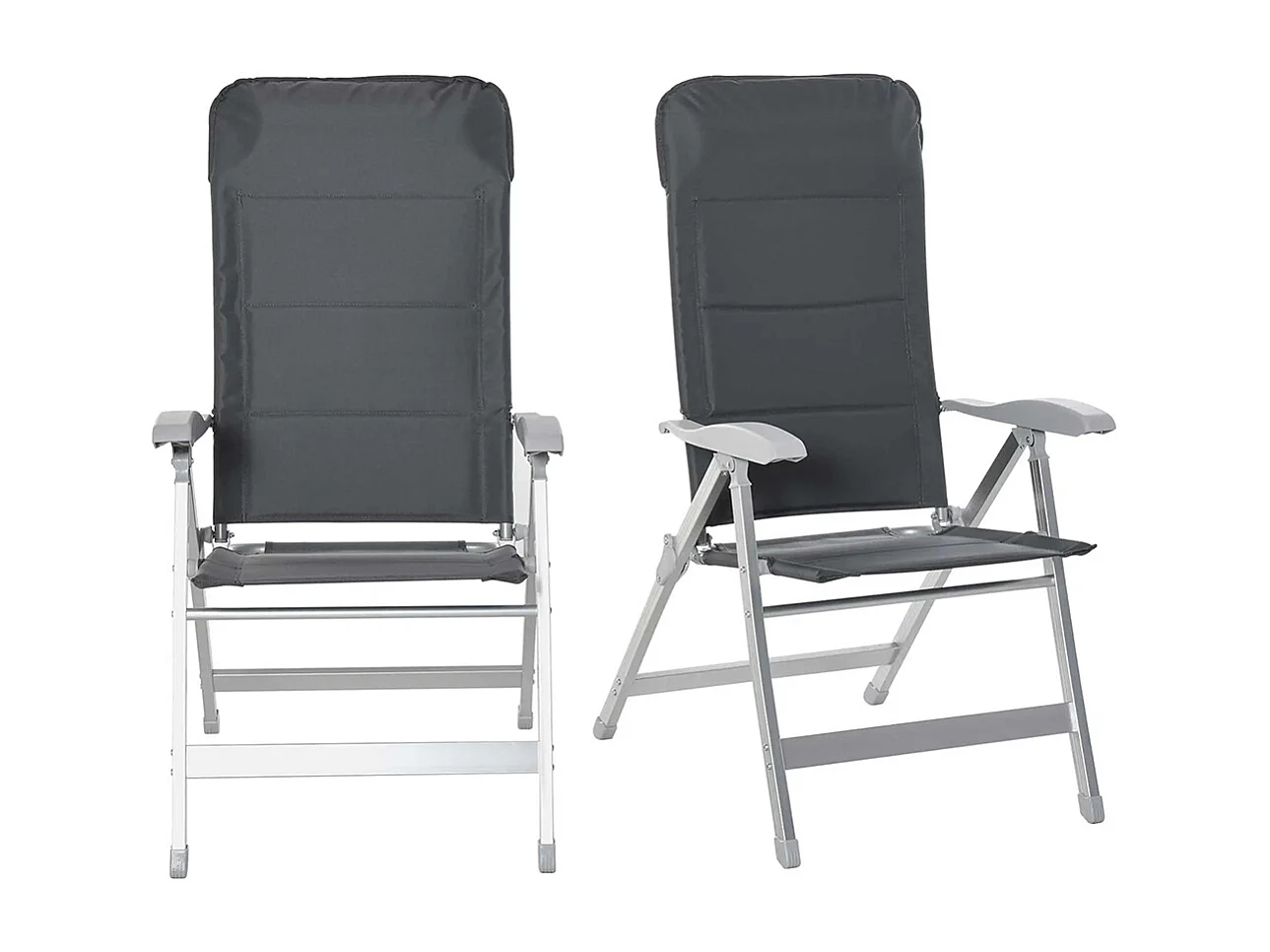 Lot de 2 chaises de jardin pliantes fauteuil d'extérieur avec dossier haut inclinable multipositions accoudoirs