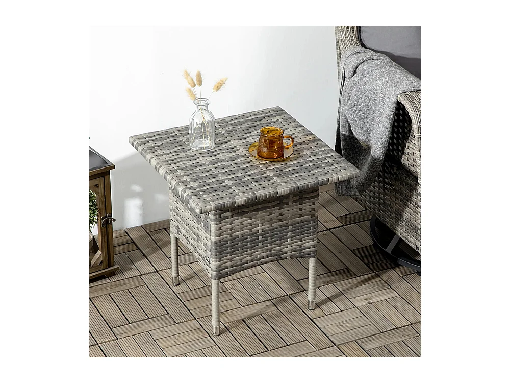 Table d'appoint de jardin table basse carrée en résine tressée style cosy chic 50 x 50 x 47 cm ，noir