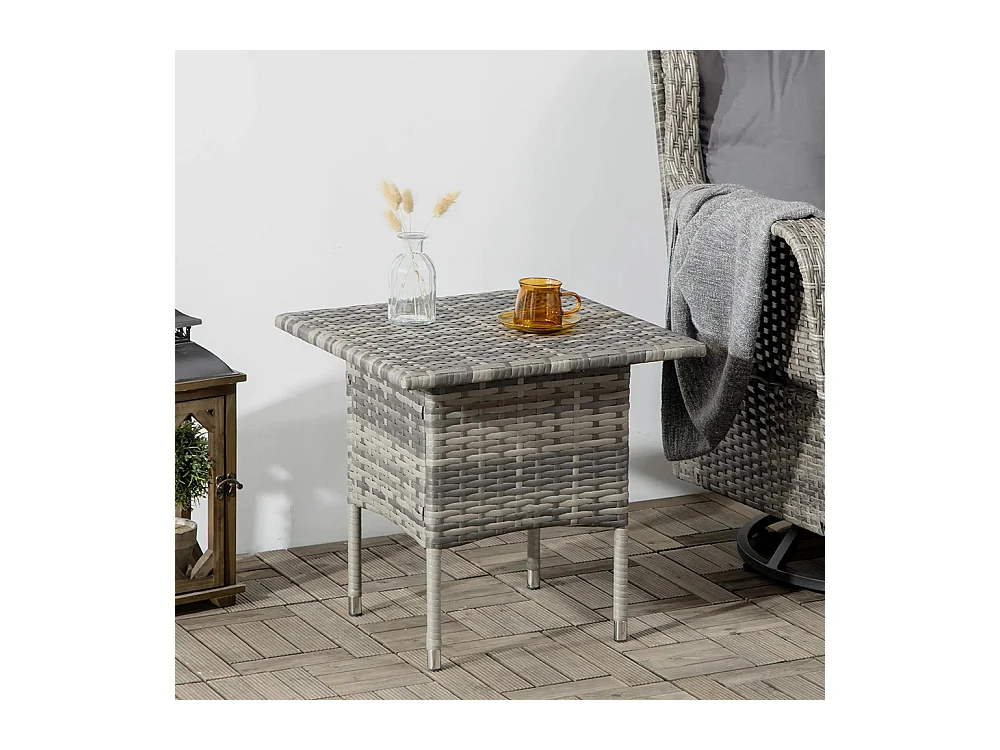 Table d'appoint de jardin table basse carrée en résine tressée style cosy chic 50 x 50 x 47 cm ，noir