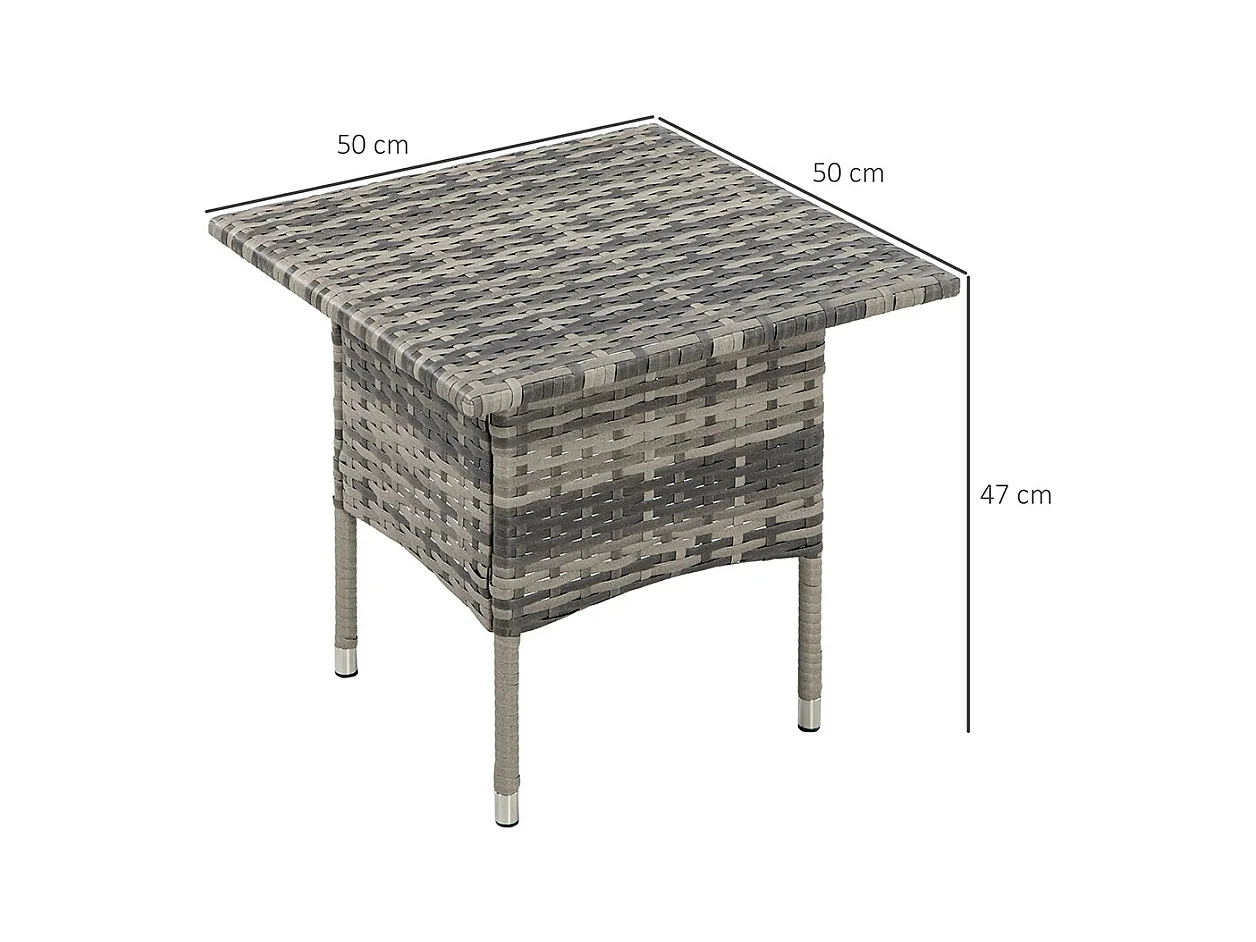 Table d'appoint de jardin table basse carrée en résine tressée style cosy chic 50 x 50 x 47 cm ，noir