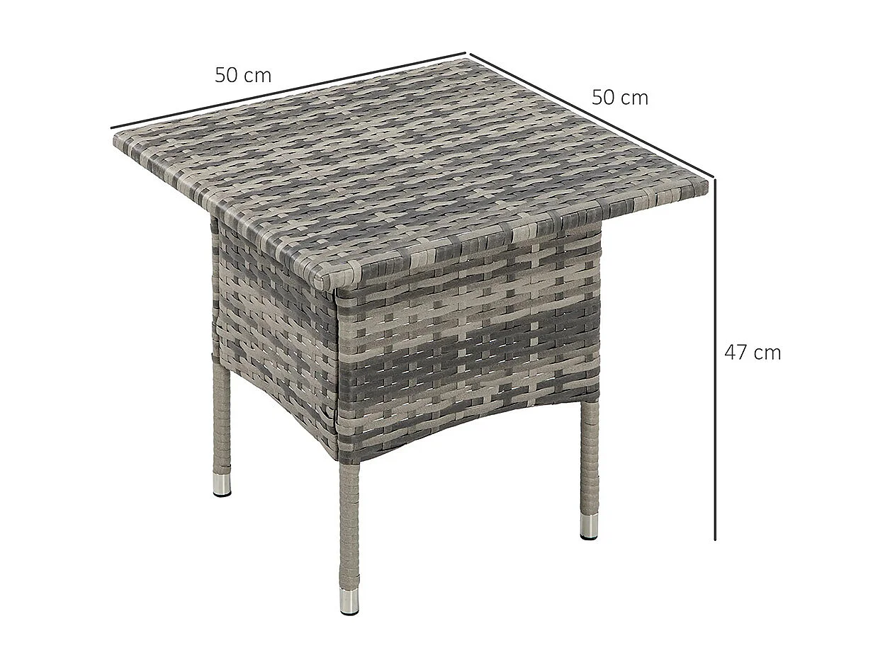 Table d'appoint de jardin table basse carrée en résine tressée style cosy chic 50 x 50 x 47 cm ，noir