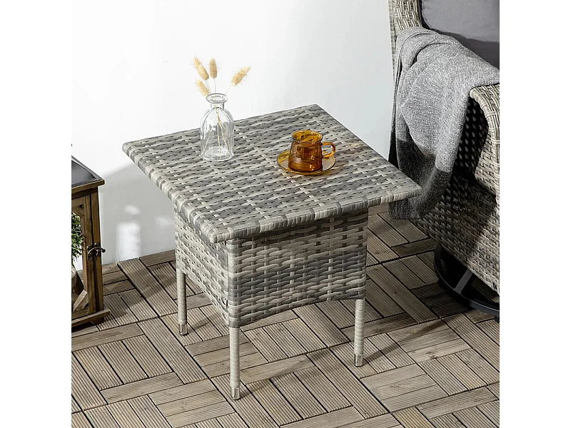 Table d'appoint de jardin table basse carrée en résine tressée style cosy chic 50 x 50 x 47 cm ，noir