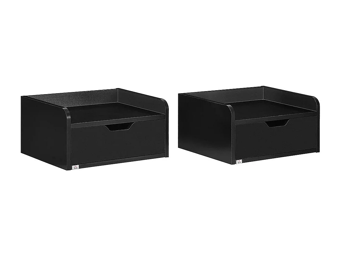 Lot de 2 tables de chevet murales tables de nuit suspendues tiroir plateau aspect bois dim. 40L x 30l x 19,5H cm