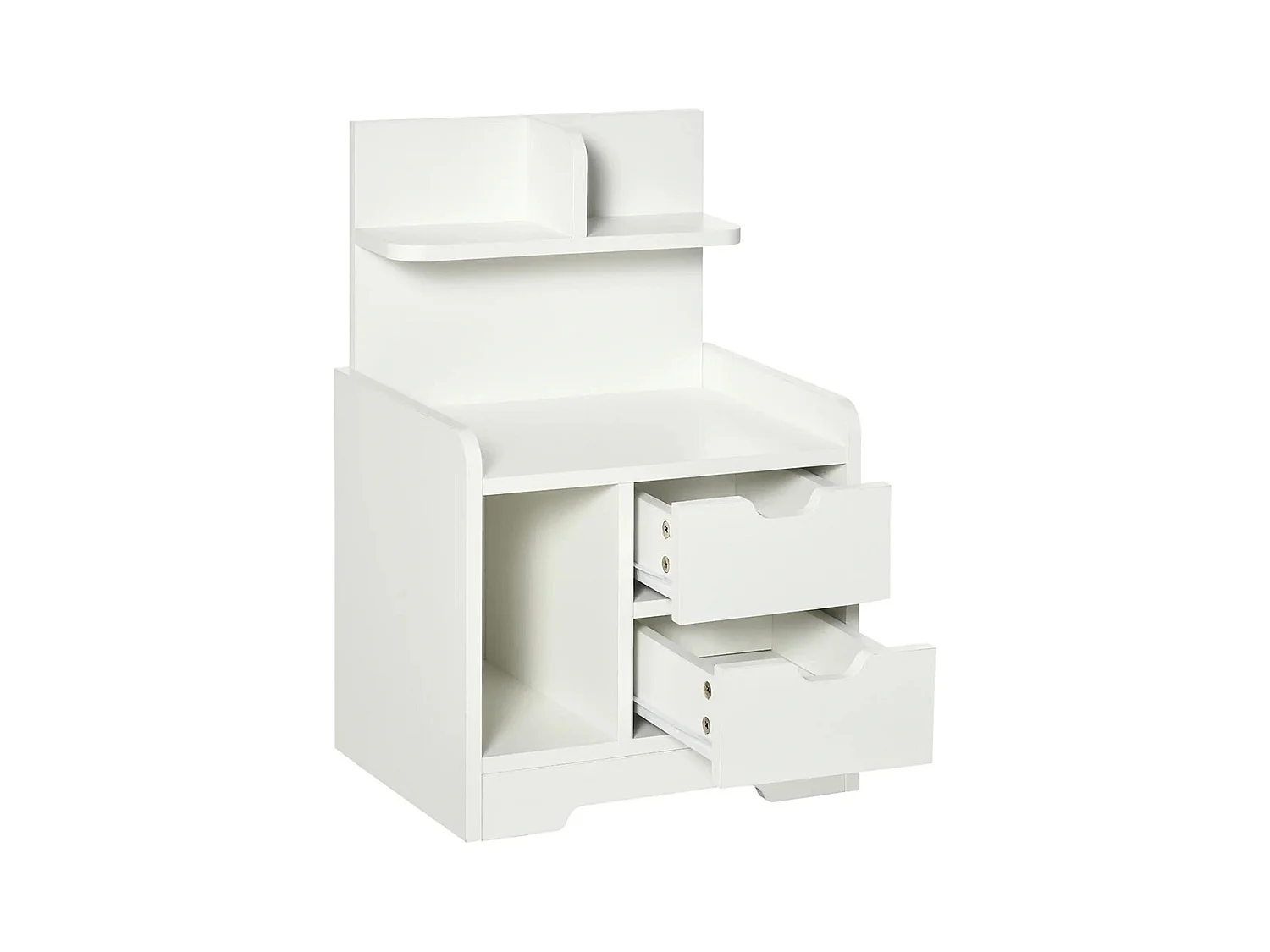 Table de Chevet ,Table de Nuit Multi-Rangement 2 tiroirs Niche étagère en bois ,Blanc