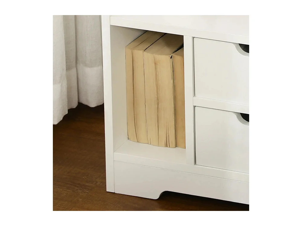 Table de Chevet ,Table de Nuit Multi-Rangement 2 tiroirs Niche étagère en bois ,Blanc