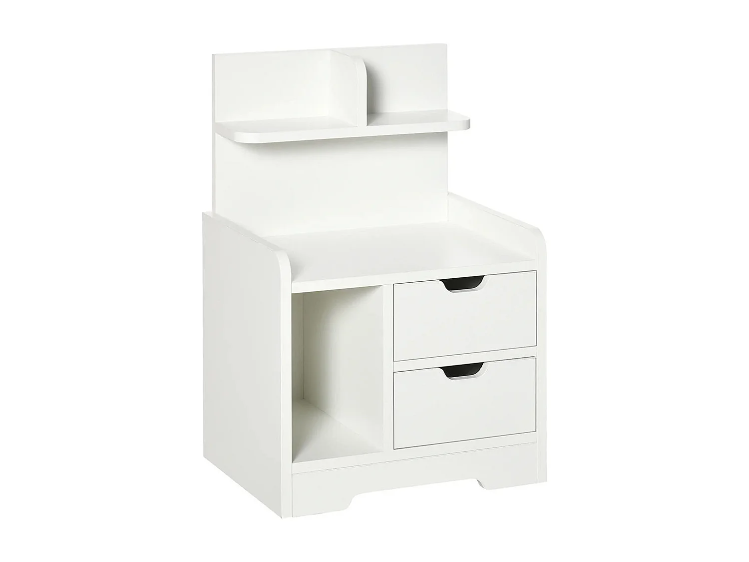 Table de Chevet ,Table de Nuit Multi-Rangement 2 tiroirs Niche étagère en bois ,Blanc