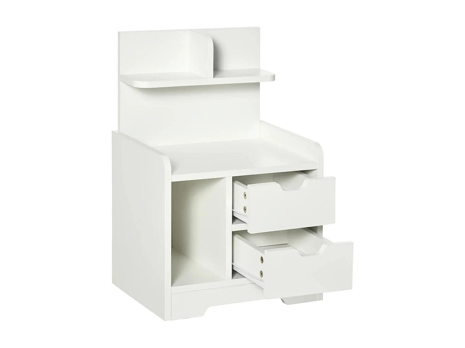 Table de Chevet ,Table de Nuit Multi-Rangement 2 tiroirs Niche étagère en bois ,Blanc