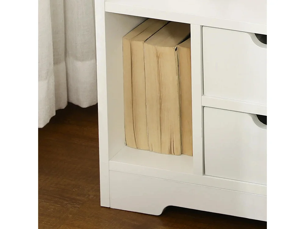 Table de Chevet ,Table de Nuit Multi-Rangement 2 tiroirs Niche étagère en bois ,Blanc