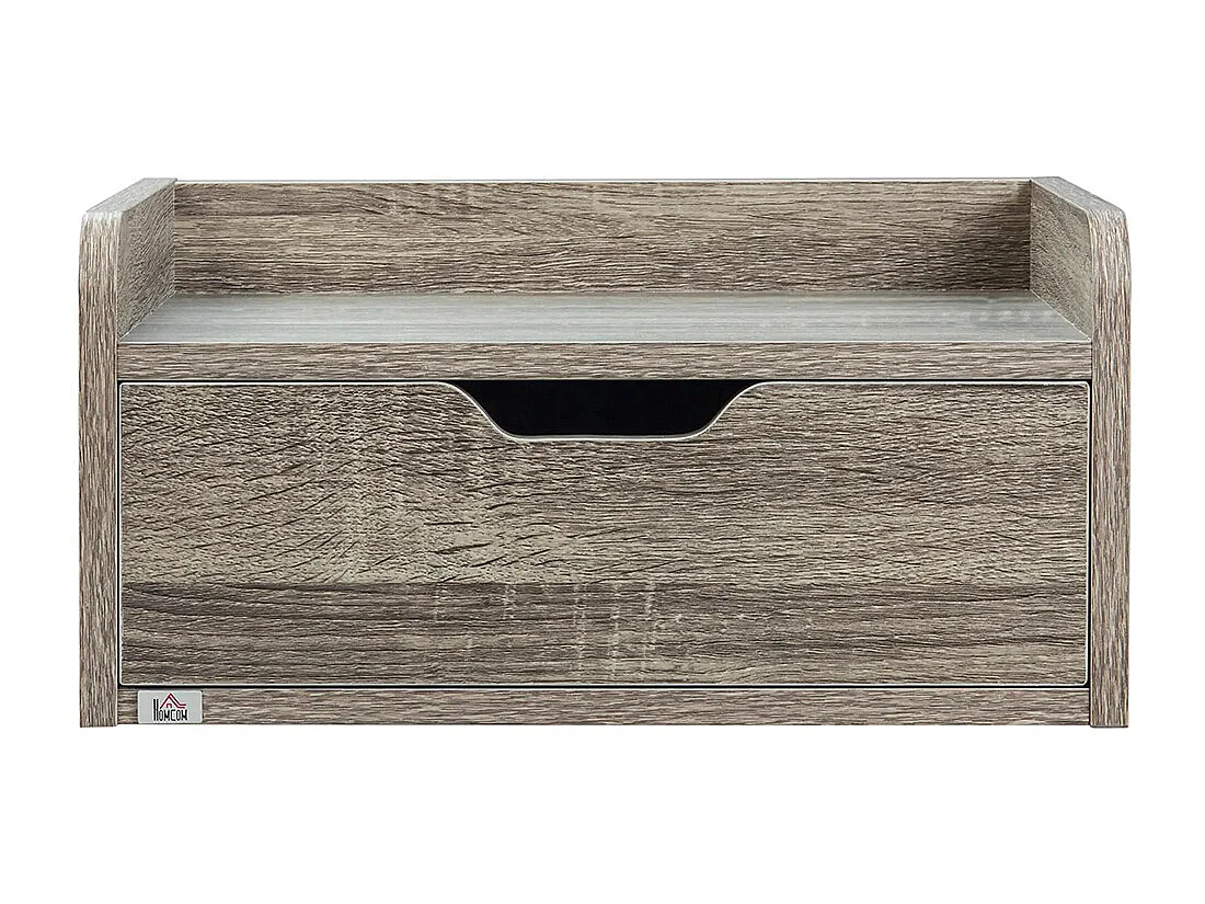 Ensemble de 2 tables de chevet murales, tables de chevet suspendues, avec tiroirs et plateaux, aspect bois, dimensions : 40 L x 30 l x 19,5 H cm, couleur grise.