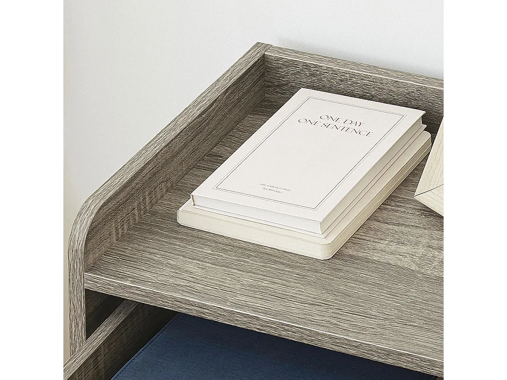 Ensemble de 2 tables de chevet murales, tables de chevet suspendues, avec tiroirs et plateaux, aspect bois, dimensions : 40 L x 30 l x 19,5 H cm, couleur grise.