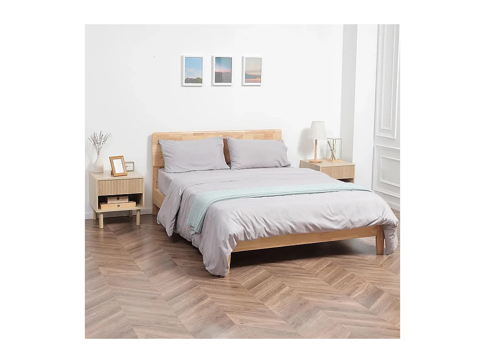 Lot de 2 tables de chevet table de nuit avec tiroirs et niches, style moderne, dim. 47 x 47 x 50 cm, bois naturel