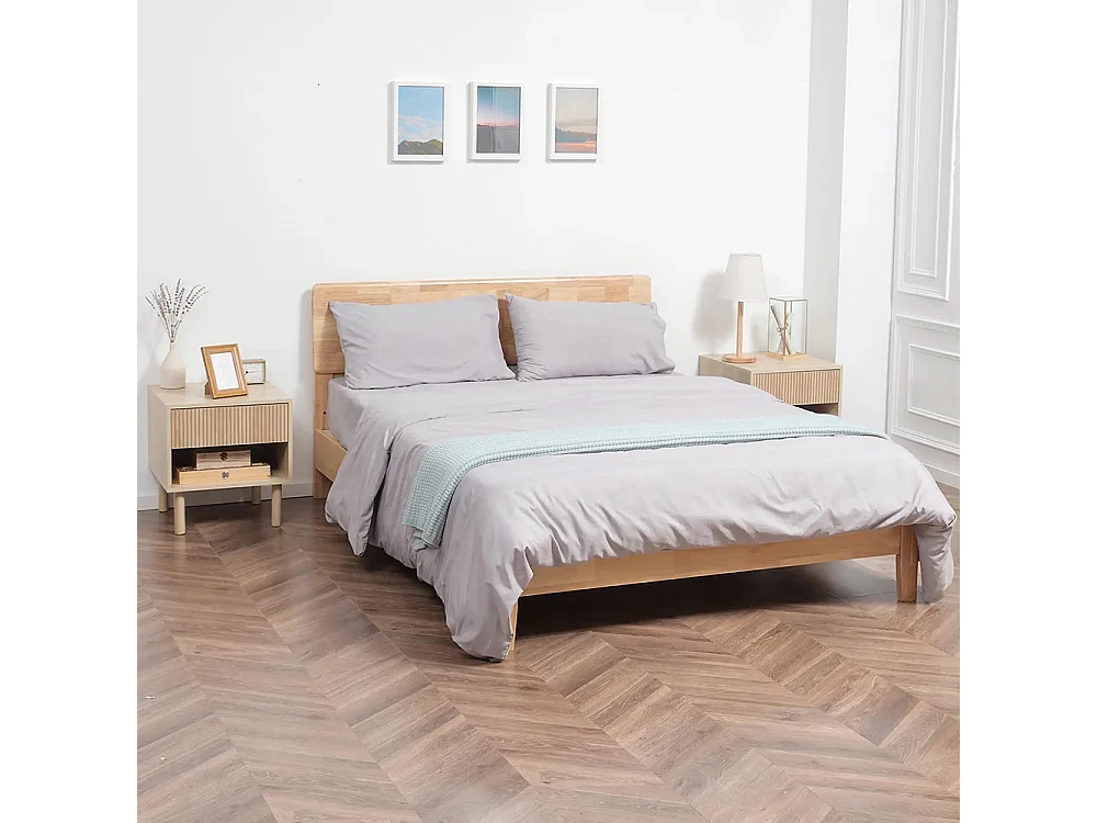 Lot de 2 tables de chevet table de nuit avec tiroirs et niches, style moderne, dim. 47 x 47 x 50 cm, bois naturel