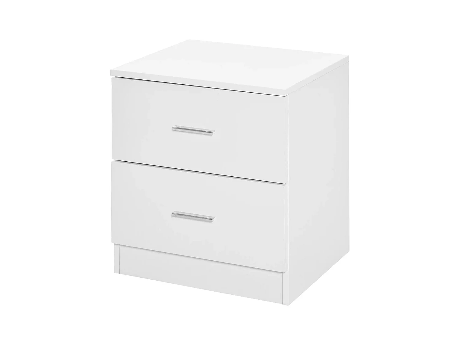 Table de chevet avec 2 tiroirs poignée en alliage d'aluminium style contemporain 45 x 39,5 x 49 cm ，blanc