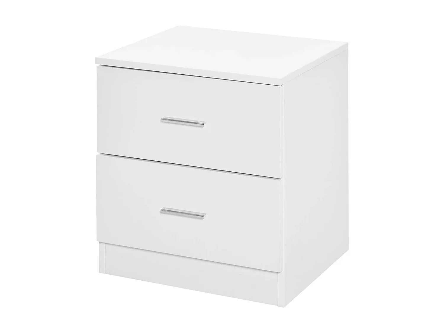 Table de chevet avec 2 tiroirs poignée en alliage d'aluminium style contemporain 45 x 39,5 x 49 cm ，blanc