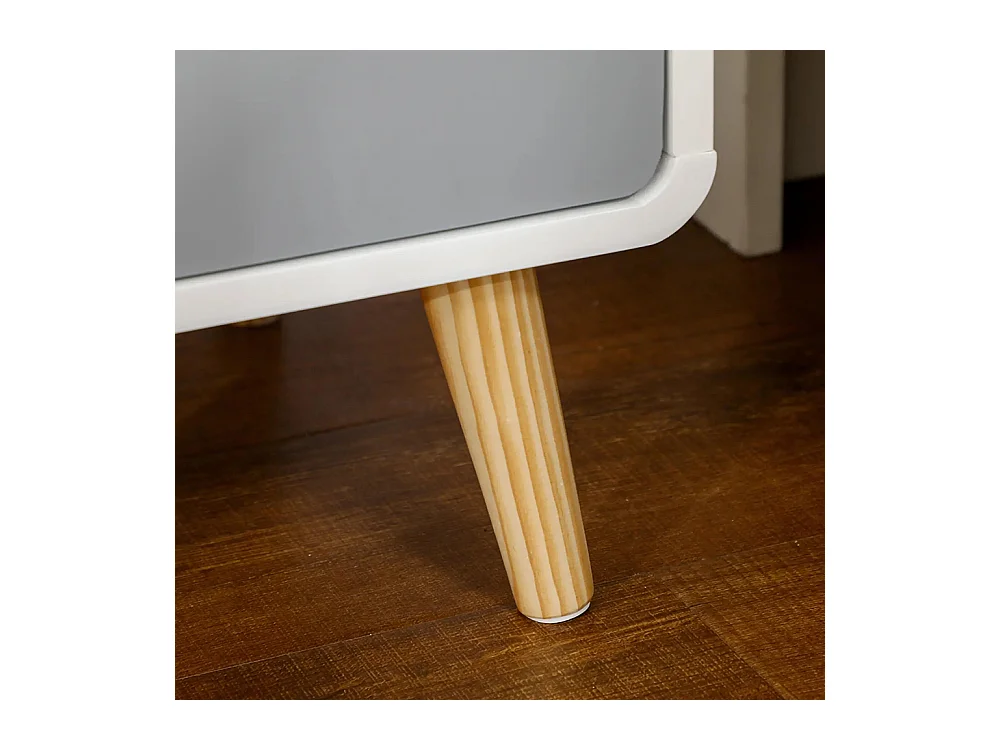 Table de chevet 40L x 38l x 58H cm, avec tiroir + compartiment de rangement, en bois blanc, bleu ou gris, style nordique.