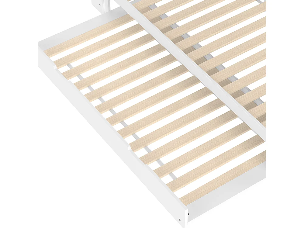 Schlafsofa 90 x 200 cm, mit Kopfteil und Stauraum, ausziehbares Bett, ohne Matratze, weiß