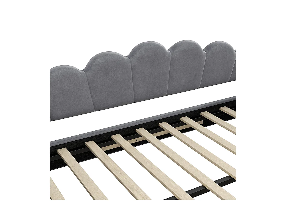 Uitschuifbed 140 x 200 cm, met ledstrip, grijs