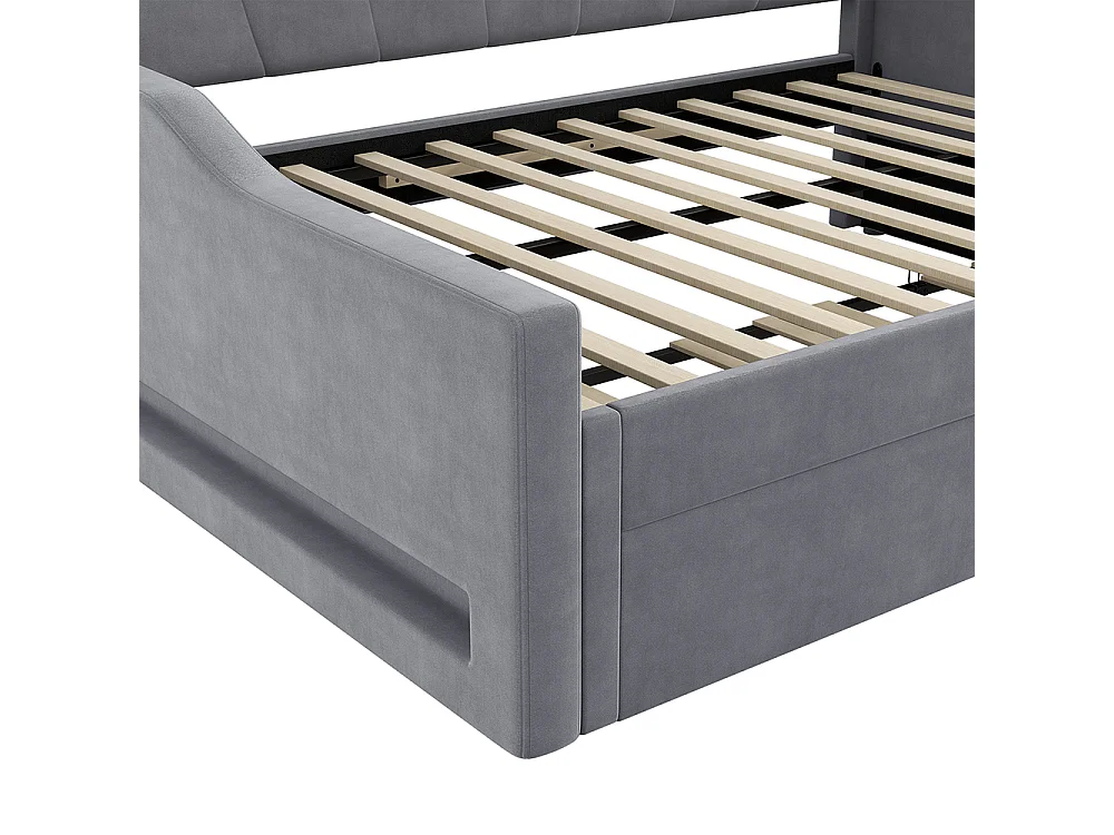 Letto a scomparsa 140 x 200 cm, con striscia LED, grigio