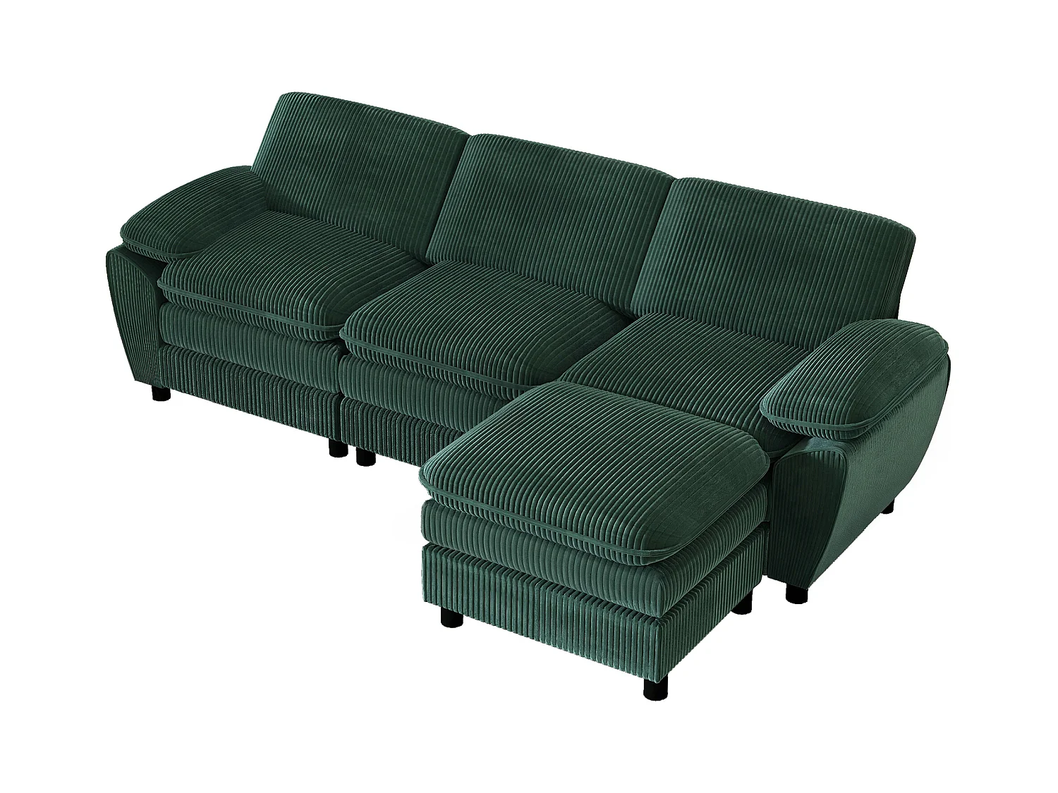 Modulaire bank, bank met twee kussens, lampionfluweel, met afneembare hoes, groen