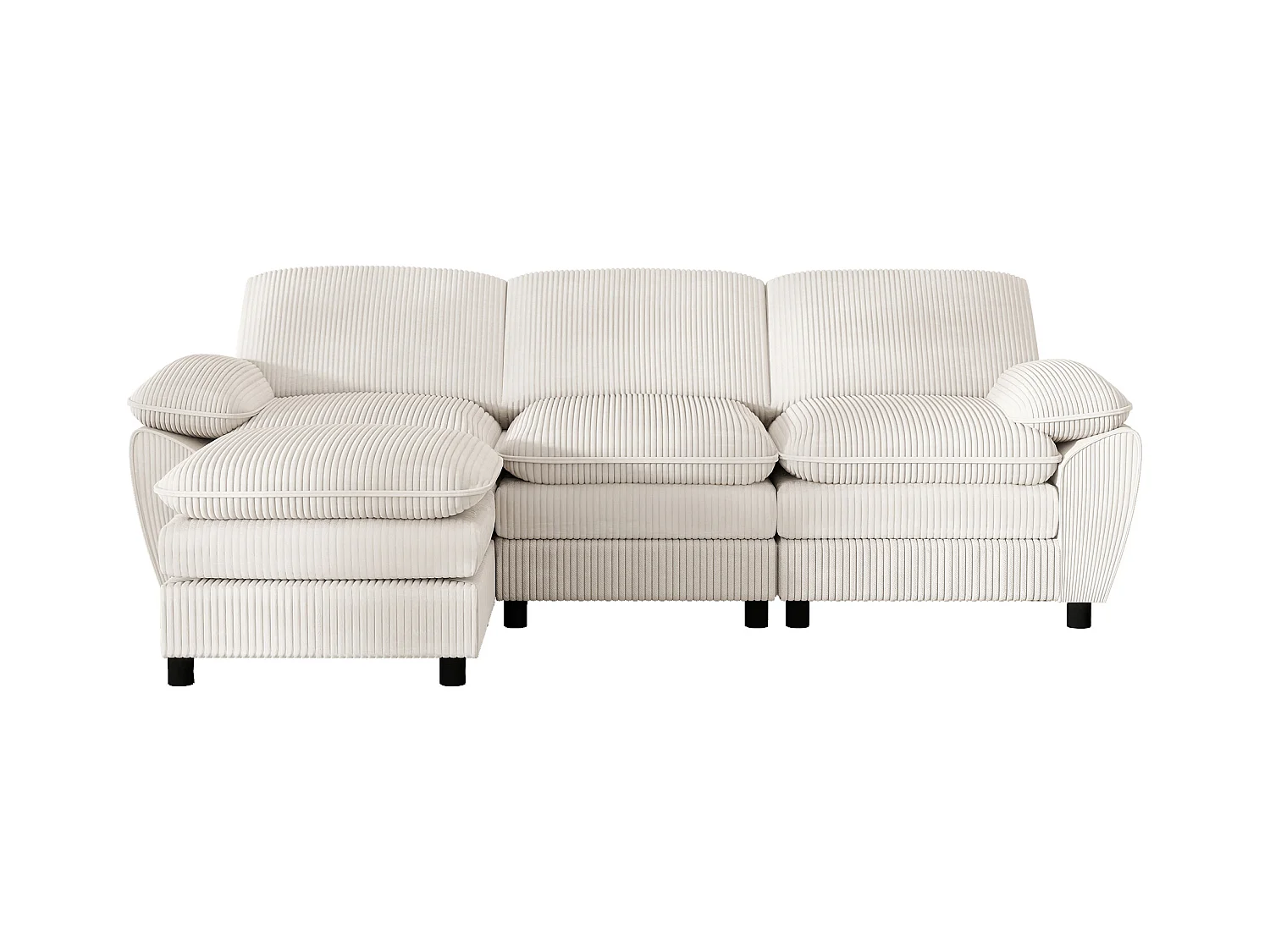 Modulaire bank, bank met twee kussens, lampionfluweel, met afneembare hoes, wit