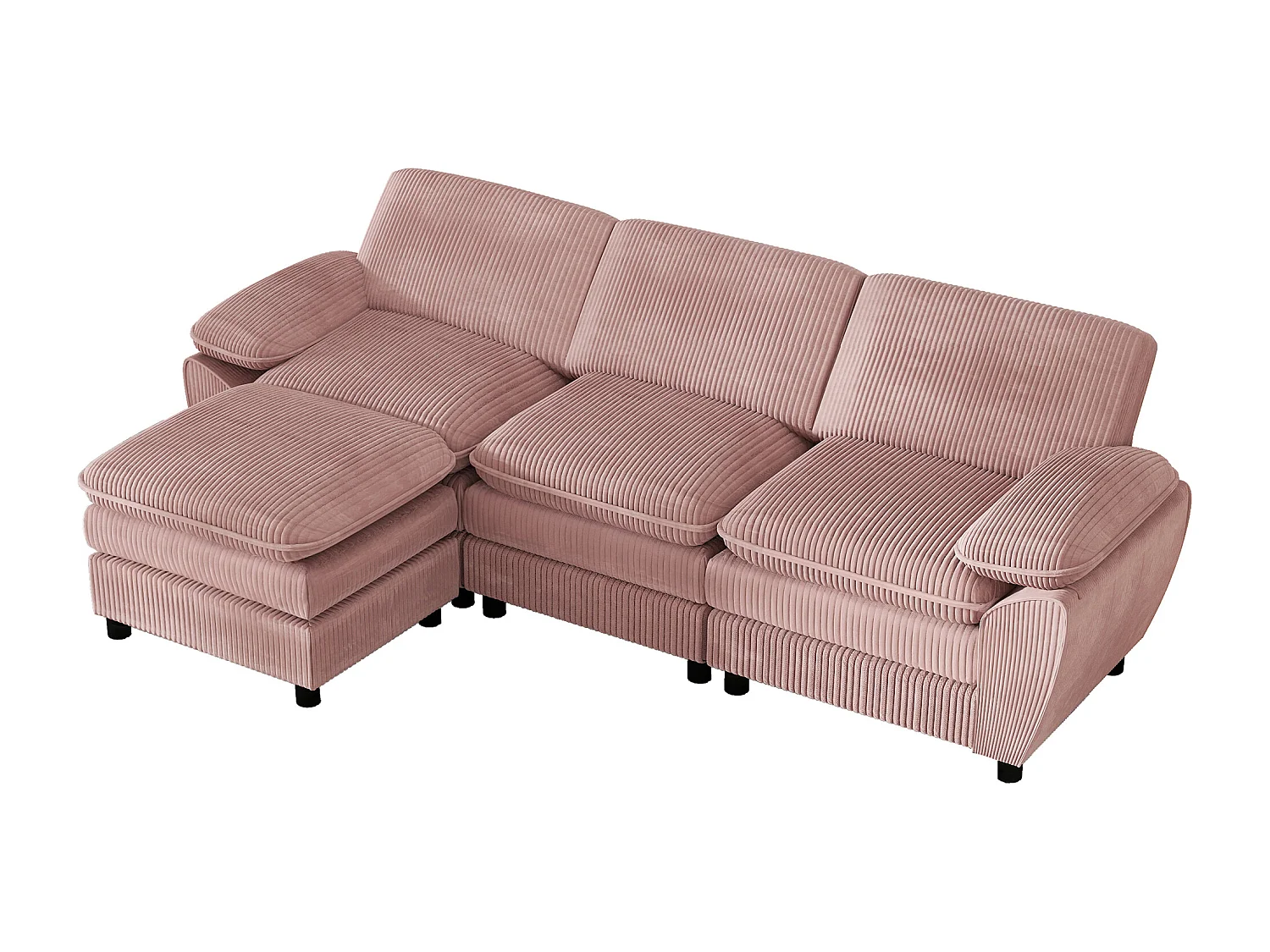 Modulaire bank, bank met twee kussens, lampionfluweel, met afneembare hoes, roze