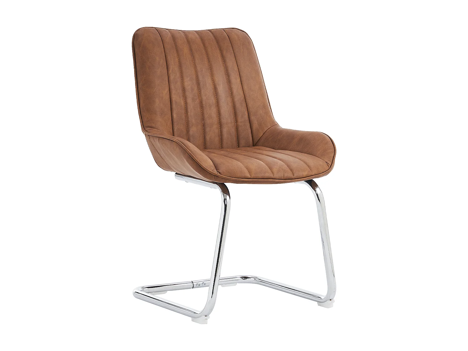 Restaurantstoelen in moderne middeleeuwse stijl, van kunstleer, set van twee, kleur bruin.