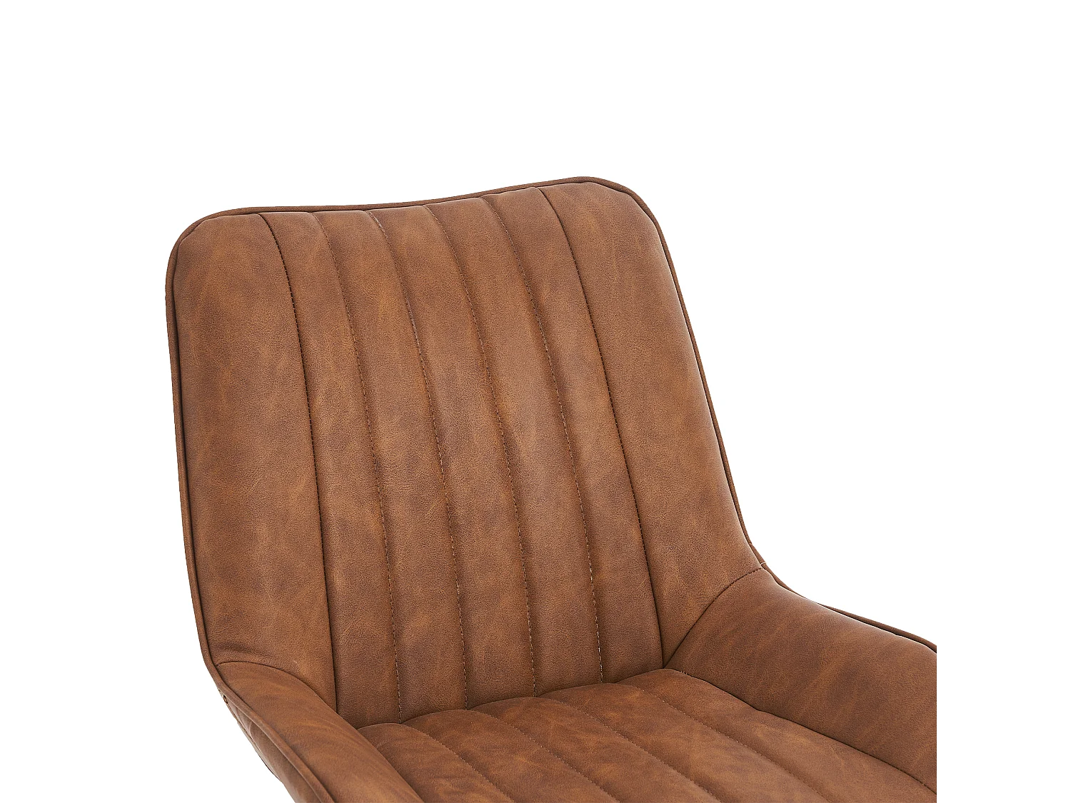 Restaurantstoelen in moderne middeleeuwse stijl, van kunstleer, set van twee, kleur bruin.