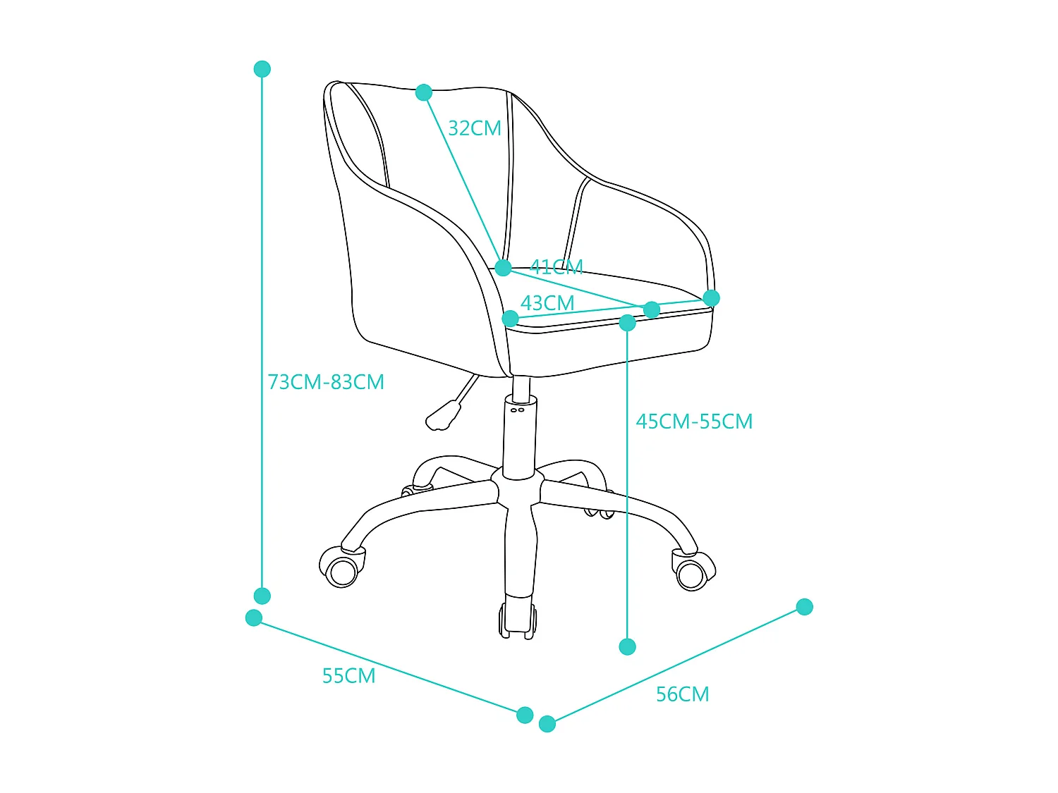 Chaise en velours réglable et pivotante, idéale pour la maison, le bureau, les loisirs et le maquillage, couleur rose foncé.