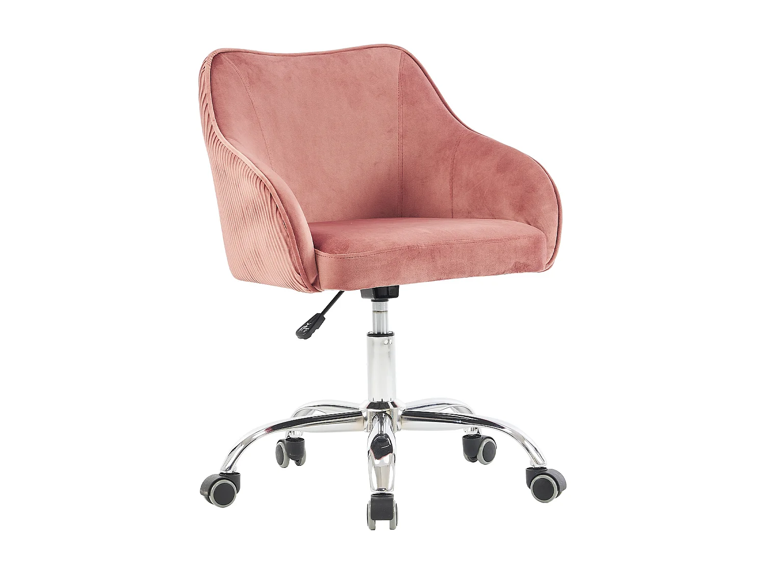 Chaise en velours réglable et pivotante, idéale pour la maison, le bureau, les loisirs et le maquillage, couleur rose foncé.