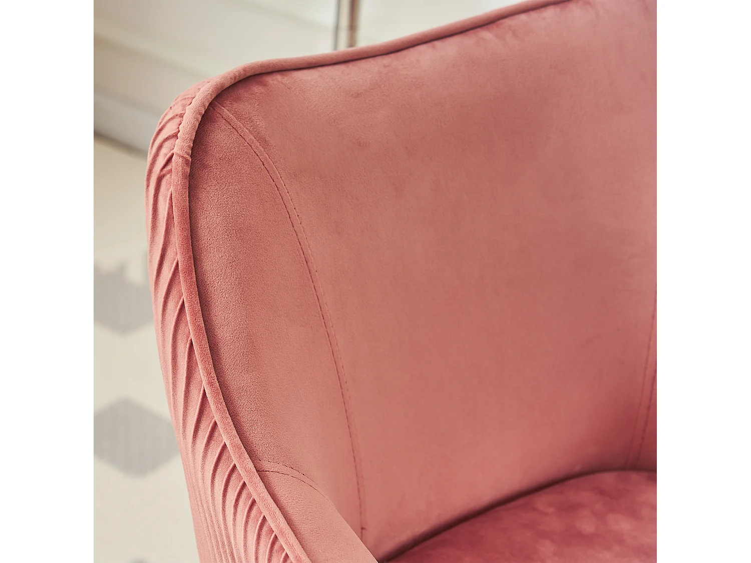 Chaise en velours réglable et pivotante, idéale pour la maison, le bureau, les loisirs et le maquillage, couleur rose foncé.