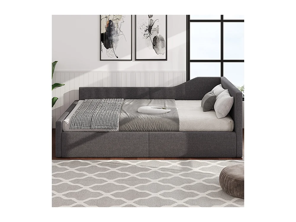 Sofá cama 140 x 200 cm con espacio de almacenamiento, gris