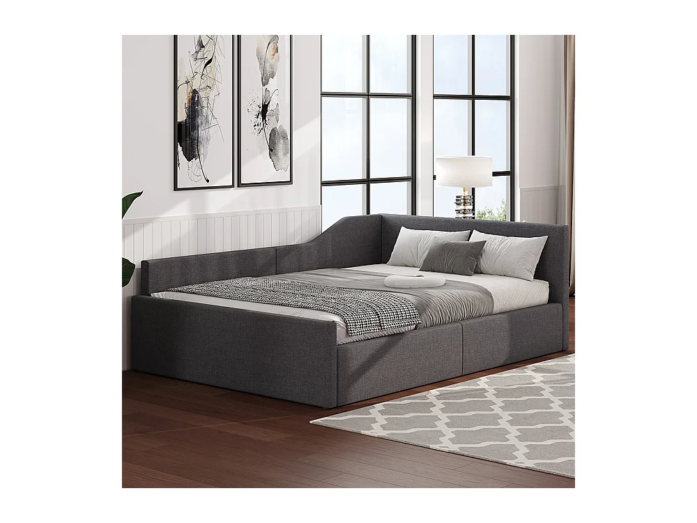 Sofá cama 140 x 200 cm con espacio de almacenamiento, gris