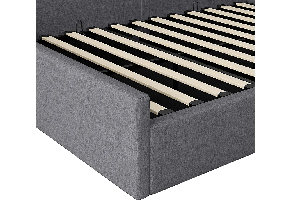 Sofá cama 140 x 200 cm con espacio de almacenamiento, gris