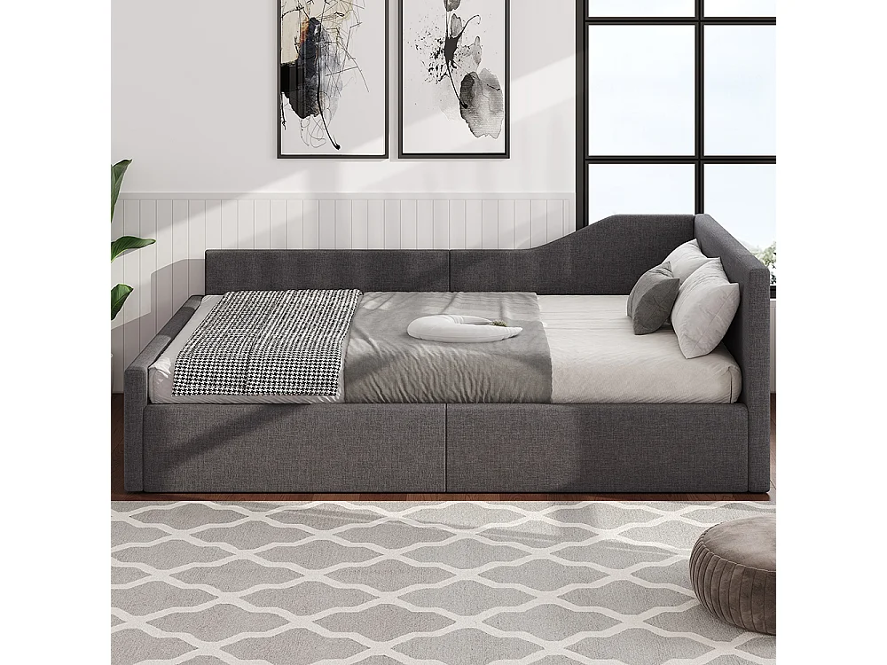 Canapé-lit 140 x 200 cm avec espace de rangement,gris