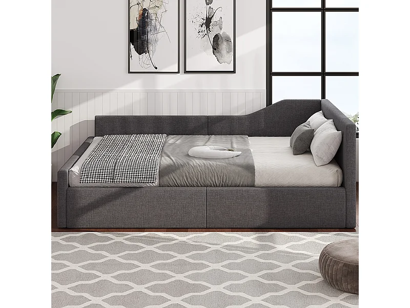 Canapé-lit 140 x 200 cm avec espace de rangement,gris