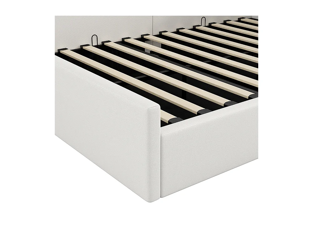 Slaapbank 140 x 200 cm met opbergruimte, beige