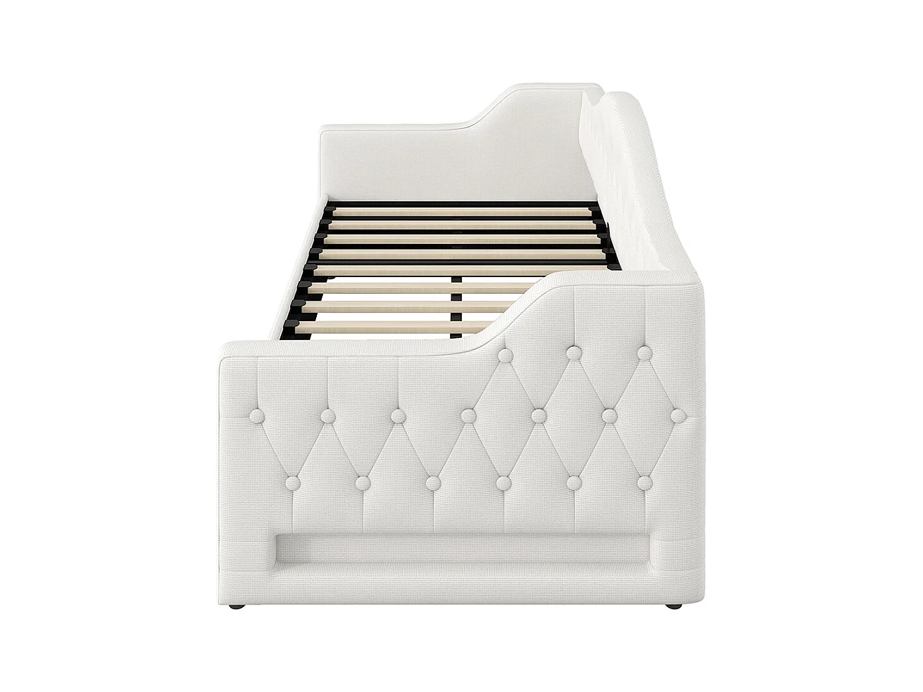 Canapé-lit 90 x 200 cm, avec bande LED, rangement hydraulique, couleur beige